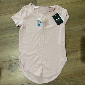 Under Armour Kids Light Pink Tee with Logo